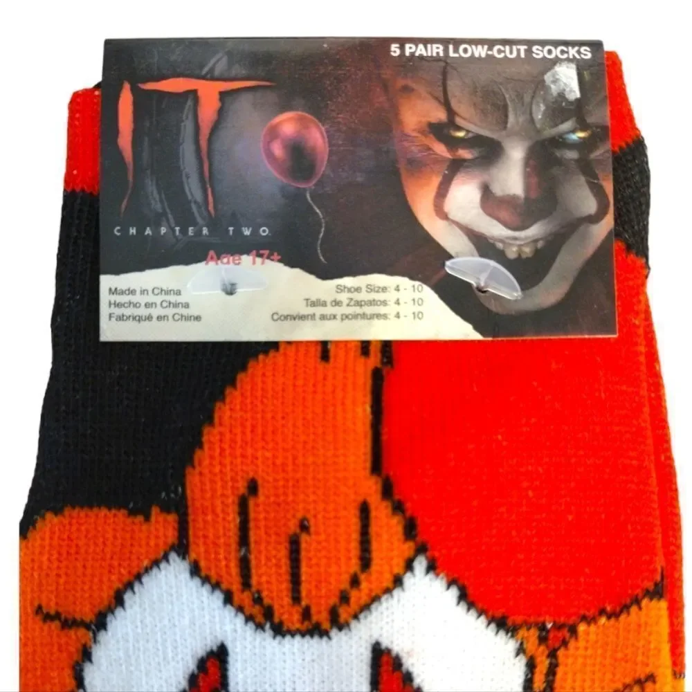 WB IT Chapter Pennywise Prints 5‎ Pairs Low Cut Ankle Socks NWT